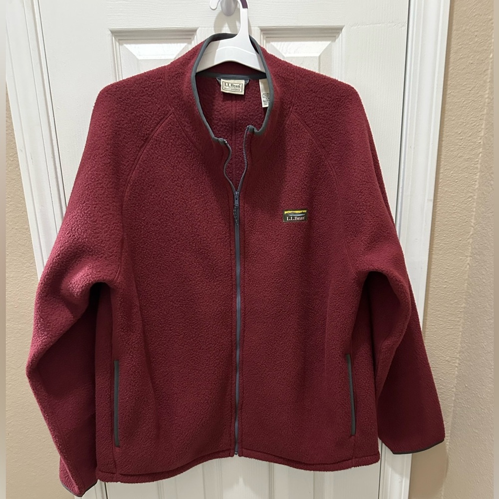 LL BEAN Maroon fleece full zip jacket size XL - Picture 11 of 11